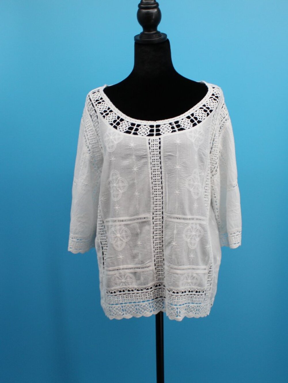 Democracy Boho Crochet Lace Embroidered Tunic Beach Summer Fairy Grunge Sz Small